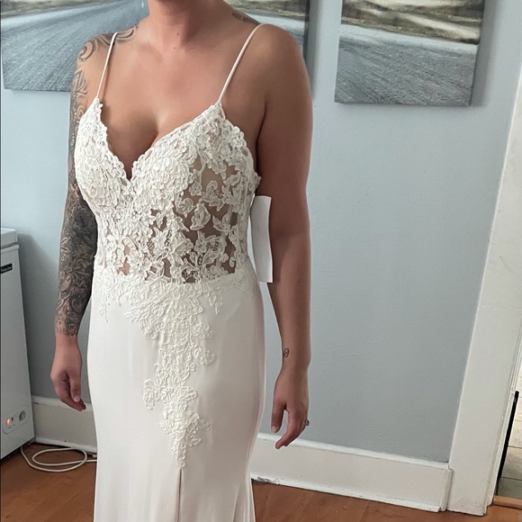 New Paloma Blanca 4800 Wedding Dress Sz 16 - Picture 5 of 8